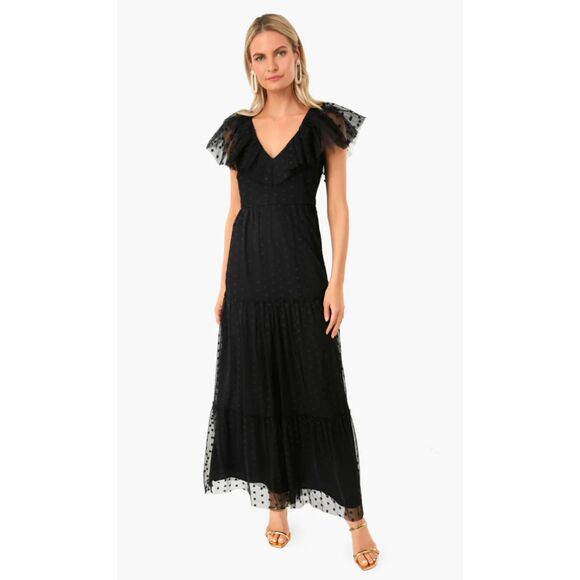 Tuckernuck Dresses & Skirts - Tuckernuck Black Onyx Giselle Gown Size Small Floral Tulle Embroidery Elegant